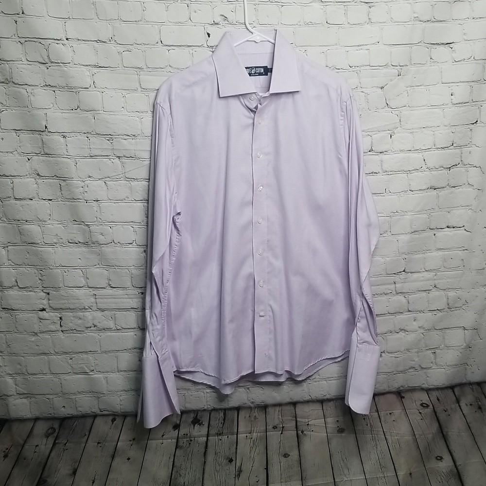 Cafe Coton Men's Lavender White Dress Shirt Size 17.5x44 EUC